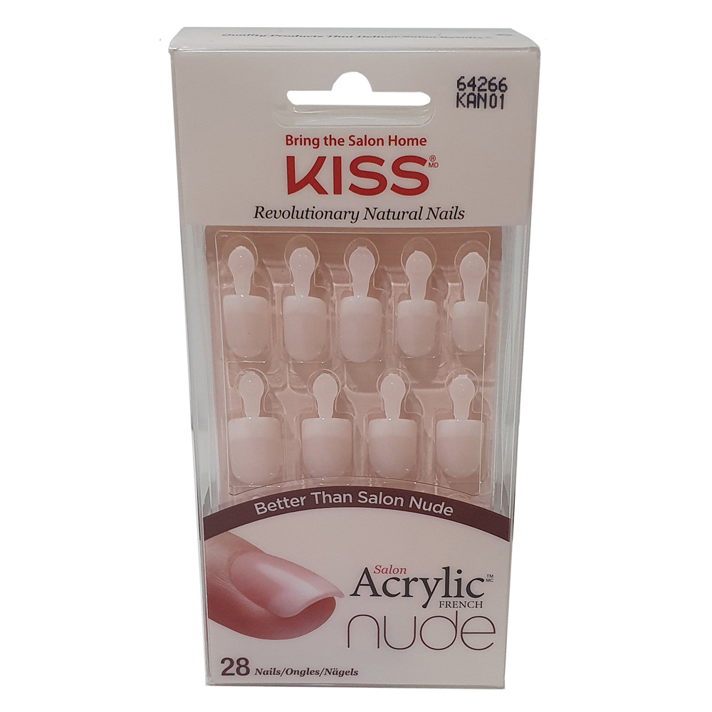 Kiss Salon Acrylic Nude French Nails 28 Count Breathtaking 